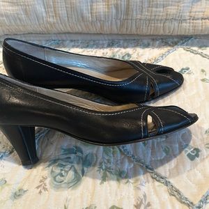Black leather Italian made pumps, bought in Capri